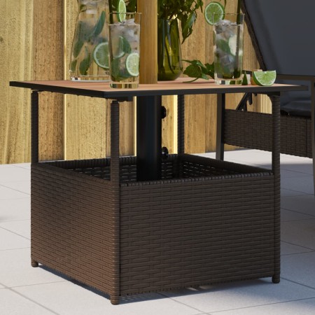 Mesa de jardín hueco de sombrilla ratán PE marrón 55x55x46,5 cm de , Mesas de jardín - Ref: Foro24-364118, Precio: 70,57 €, D...