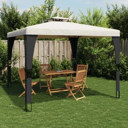Cenador con doble techo acero crema 2,98x2,98 m de , Carpas y cenadores - Ref: Foro24-368440, Precio: 301,50 €, Descuento: %