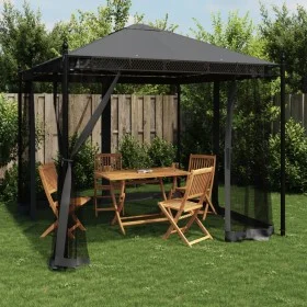 Cenador con paredes de malla acero gris antracita 2,93x2,93 m de , Carpas y cenadores - Ref: Foro24-368435, Precio: 324,79 €,...