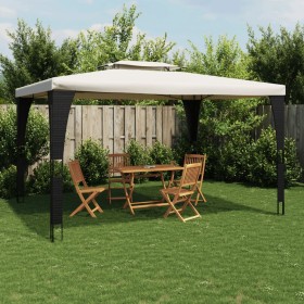 Cenador con doble techo tela crema 3,98x2,98 m de , Carpas y cenadores - Ref: Foro24-368442, Precio: 300,71 €, Descuento: %
