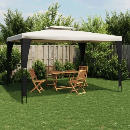 Cenador con doble techo tela crema 3,98x2,98 m de , Carpas y cenadores - Ref: Foro24-368442, Precio: 317,73 €, Descuento: %