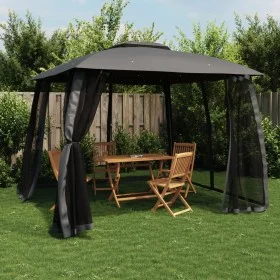 Cenador doble techo paredes malla acero antracita 2,93x2,93 m de , Carpas y cenadores - Ref: Foro24-368449, Precio: 234,14 €,...