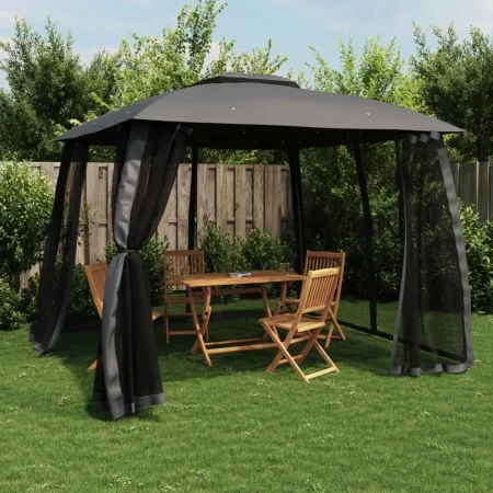 Cenador doble techo paredes malla acero antracita 2,93x2,93 m de , Carpas y cenadores - Ref: Foro24-368449, Precio: 234,14 €,...