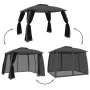 Cenador doble techo paredes malla acero antracita 2,93x2,93 m de , Carpas y cenadores - Ref: Foro24-368449, Precio: 234,14 €,...