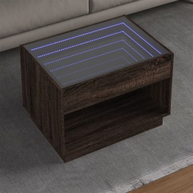 Mesa de centro con Infinity LED marrón roble 70x50x50 cm de , Mesas de centro - Ref: Foro24-847664, Precio: 103,16 €, Descuen...