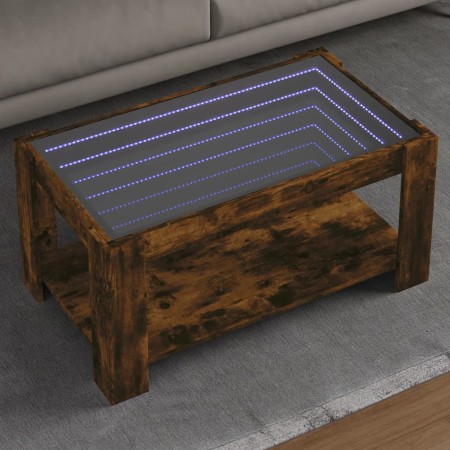 Mesa de centro y LED madera ingeniería roble ahumado 93x53x45cm de , Mesas de centro - Ref: Foro24-847557, Precio: 134,42 €, ...