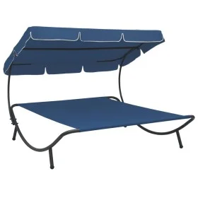 Tumbona de jardín con toldo azul de vidaXL, Tumbonas - Ref: Foro24-313527, Precio: 93,40 €, Descuento: %