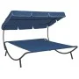 Tumbona de jardín con toldo azul de vidaXL, Tumbonas - Ref: Foro24-313527, Precio: 93,40 €, Descuento: %