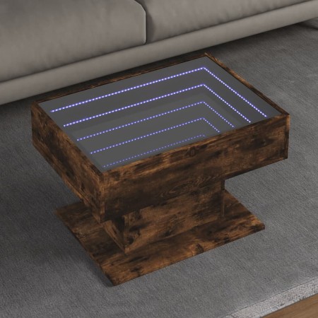 Mesa de centro y LED madera ingeniería roble ahumado 70x50x45cm de , Mesas de centro - Ref: Foro24-847536, Precio: 120,23 €, ...