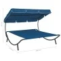 Tumbona de jardín con toldo azul de vidaXL, Tumbonas - Ref: Foro24-313527, Precio: 93,40 €, Descuento: %