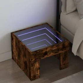 Bedside table with Infinity LED smoked oak 40x40x30 cm by , Nightstands - Ref: Foro24-3284074, Price: 57,29 €, Discount: %