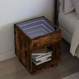 Mesita de noche con Infinity LED roble ahumado 40x40x50 cm de , Mesitas de noche - Ref: Foro24-3284081, Precio: 69,33 €, Desc...