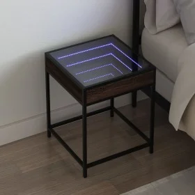 Mesita de noche con Infinity LED marrón roble 40x40x51 cm de , Mesitas de noche - Ref: Foro24-3284095, Precio: 54,39 €, Descu...