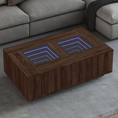 Coffee table with Infinity LED brown oak 116x69x40 cm by , Coffee table - Ref: Foro24-3284062, Price: 168,72 €, Discount: %