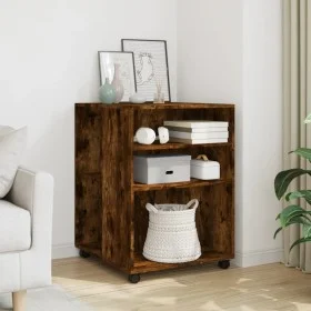 Mesa auxiliar ruedas madera ingeniería roble ahumado 55x60x78cm de , Armarios archivadores - Ref: Foro24-853159, Precio: 75,0...