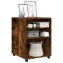 Mesa auxiliar ruedas madera ingeniería roble ahumado 55x60x78cm de , Armarios archivadores - Ref: Foro24-853159, Precio: 76,0...