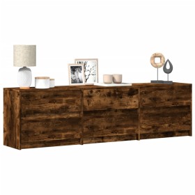 Mueble de TV LED madera ingeniería roble ahumado 180x34x50 cm de , Muebles TV - Ref: Foro24-3307930, Precio: 163,56 €, Descue...