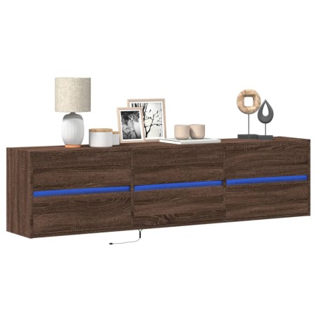 Mueble de TV de pared con LED marrón roble 180x31x45 cm de , Muebles TV - Ref: Foro24-3307939, Precio: 168,72 €, Descuento: %