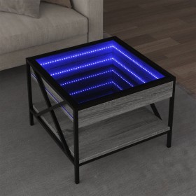 Mesa de centro con Infinity LED gris Sonoma 50x50x38 cm de , Mesas de centro - Ref: Foro24-847700, Precio: 76,35 €, Descuento: %