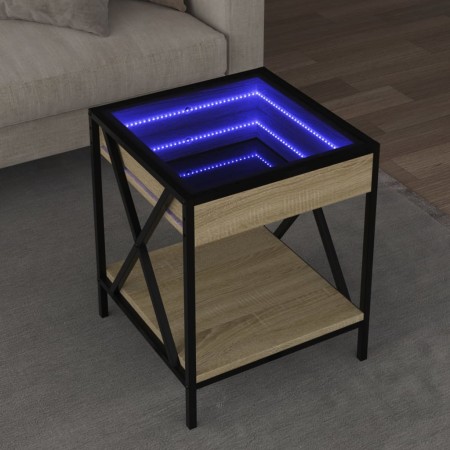 Mesa de centro con Infinity LED roble Sonoma 40x40x49 cm de , Mesas de centro - Ref: Foro24-847693, Precio: 66,40 €, Descuent...