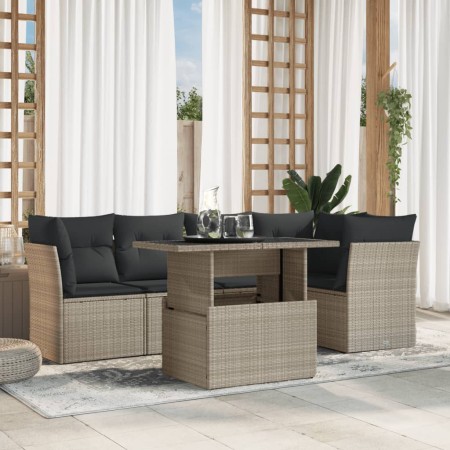 Set de sofás de jardín 6 pzas y cojines ratán sintético gris de , Conjuntos de jardín - Ref: Foro24-3266572, Precio: 458,87 €...