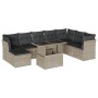 Set muebles jardín 9 pzas y cojines ratán sintético gris claro de , Conjuntos de jardín - Ref: Foro24-3266792, Precio: 645,16...