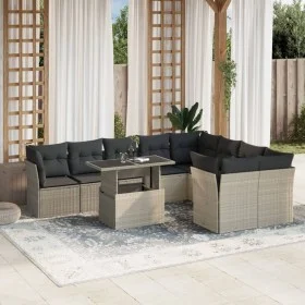 Set sofás jardín 10 pzas con cojines ratán sintético gris claro de , Conjuntos de jardín - Ref: Foro24-3266842, Precio: 744,0...