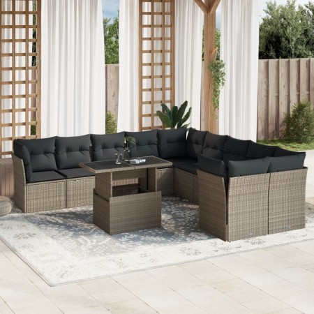 Set de sofás de jardín 11 pzas y cojines ratán sintético gris de , Conjuntos de jardín - Ref: Foro24-3266882, Precio: 871,22 ...