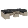 Set de sofás de jardín 11 pzas y cojines ratán sintético gris de , Conjuntos de jardín - Ref: Foro24-3267522, Precio: 863,21 ...