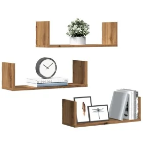 Estantes de pared 3 uds madera ingeniería artisian 58x18x18 cm de , Estantes y estanterías - Ref: Foro24-853289, Precio: 29,6...