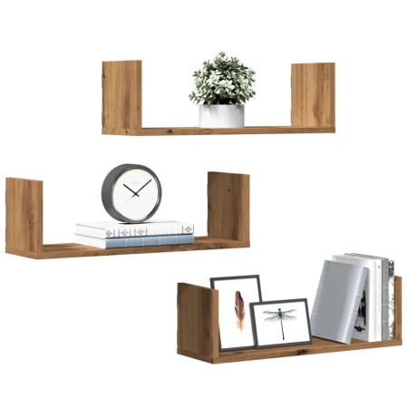 Estantes de pared 3 uds madera ingeniería artisian 58x18x18 cm de , Estantes y estanterías - Ref: Foro24-853289, Precio: 30,1...