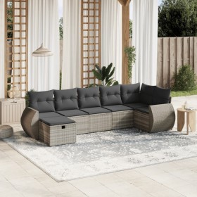 Set de sofás de jardín 7 pzas con cojines ratán PE gris claro de , Conjuntos de jardín - Ref: Foro24-3264128, Precio: 506,54 ...