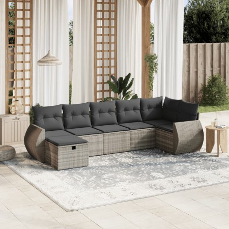 Set de sofás de jardín 7 pzas con cojines ratán PE gris claro de , Conjuntos de jardín - Ref: Foro24-3264128, Precio: 506,54 ...