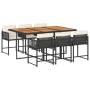 Set de comedor de jardín 7 pzas y cojines ratán sintético negro de , Conjuntos de jardín - Ref: Foro24-3211455, Precio: 488,3...