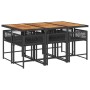 Set de comedor de jardín 7 pzas y cojines ratán sintético negro de , Conjuntos de jardín - Ref: Foro24-3211455, Precio: 488,3...