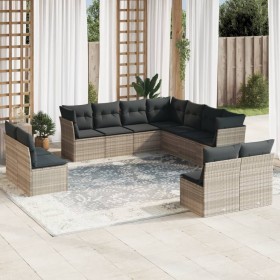 Set de sofás de jardín 11 pzas y cojines ratán sintético gris de , Conjuntos de jardín - Ref: Foro24-3217822, Precio: 722,75 ...