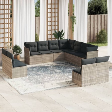 Set de sofás de jardín 11 pzas y cojines ratán sintético gris de , Conjuntos de jardín - Ref: Foro24-3217822, Precio: 722,75 ...