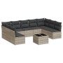 Set sofás jardín 10 pzas con cojines ratán sintético gris claro de , Conjuntos de jardín - Ref: Foro24-3218082, Precio: 633,5...