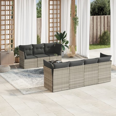Set de sofás de jardín 8 pzas y cojines ratán sintético gris de , Conjuntos de jardín - Ref: Foro24-3217282, Precio: 574,17 €...