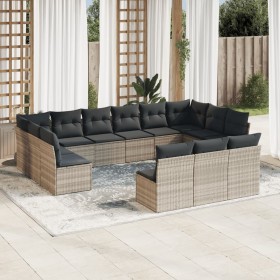 Set sofás de jardín con cojines 13 piezas ratán sintético gris de , Conjuntos de jardín - Ref: Foro24-3218392, Precio: 895,97...
