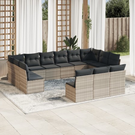 Set sofás de jardín con cojines 13 piezas ratán sintético gris de , Conjuntos de jardín - Ref: Foro24-3218392, Precio: 895,97...