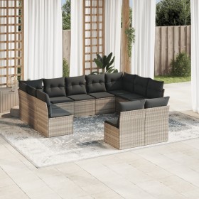Set de sofás de jardín 11 pzas y cojines ratán sintético gris de , Conjuntos de jardín - Ref: Foro24-3218352, Precio: 679,22 ...