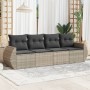 Set de sofás de jardín 4 pzas y cojines ratán sintético gris de , Conjuntos de jardín - Ref: Foro24-3253419, Precio: 283,70 €...