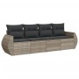 Set de sofás de jardín 4 pzas y cojines ratán sintético gris de , Conjuntos de jardín - Ref: Foro24-3253419, Precio: 283,70 €...