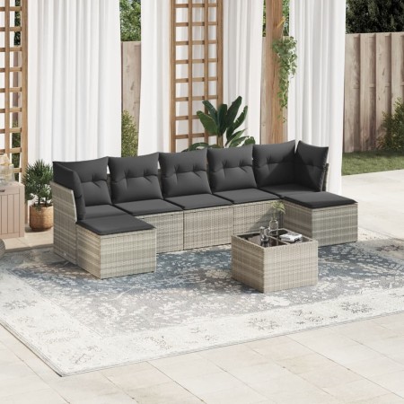 Set de sofás de jardín 8 pzas y cojines ratán sintético gris de , Conjuntos de jardín - Ref: Foro24-3218042, Precio: 515,50 €...