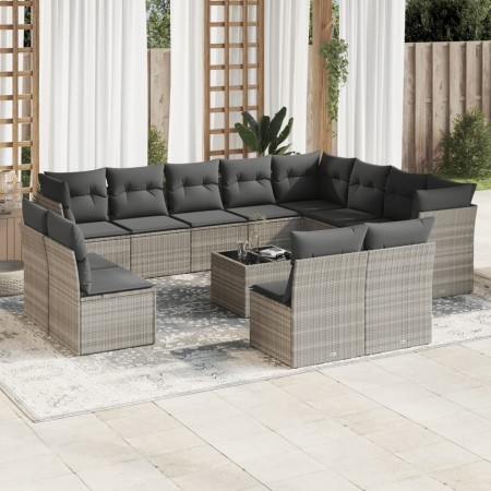 Set sofás de jardín con cojines 13 piezas ratán sintético gris de , Conjuntos de jardín - Ref: Foro24-3218482, Precio: 916,54...