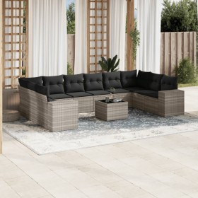 Set de sofás de jardín 11 pzas y cojines ratán sintético gris de , Conjuntos de jardín - Ref: Foro24-3255419, Precio: 760,36 ...
