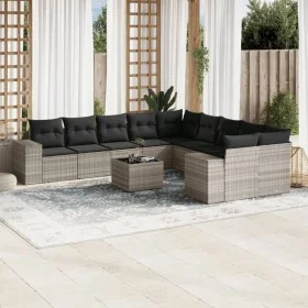 Set de sofás de jardín 11 pzas y cojines ratán sintético gris de , Conjuntos de jardín - Ref: Foro24-3255459, Precio: 848,71 ...