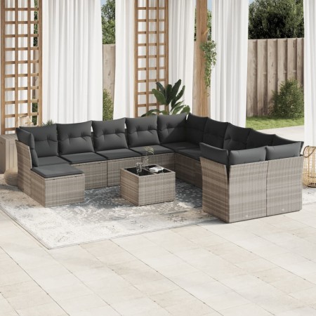 Set de sofás de jardín 12 pzas y cojines ratán sintético gris de , Conjuntos de jardín - Ref: Foro24-3218622, Precio: 803,69 ...