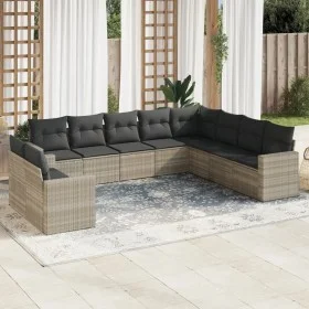 Set sofás jardín 10 pzas con cojines ratán sintético gris claro de , Conjuntos de jardín - Ref: Foro24-3219162, Precio: 693,0...